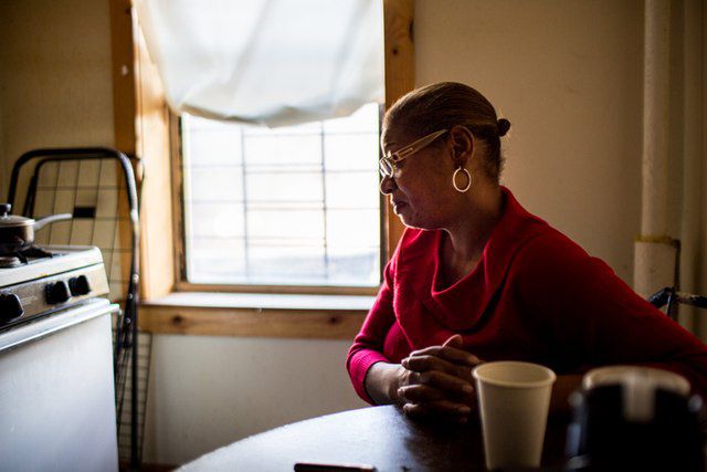 Evelyn Adams has been living without electricity or gas for over a month in a Bedford-Stuyvesant apartment building where former homeless shelter residents are fighting to remain as tenants.
